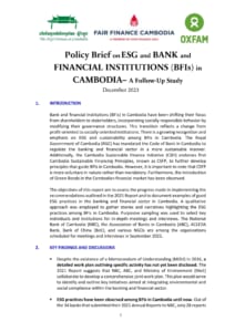 Policy Brief on ESG and BFIs